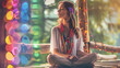 cute hippie new age wellness yoga meditation - by generative ai