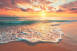 © The Picture House - Closeup sea sand beach. Panoramic beach landscape. Inspire tropical beach seascape horizon. Orange and golden sunset sky calmness tranquil relaxing sunlight summer mood. Vacation travel holiday banner