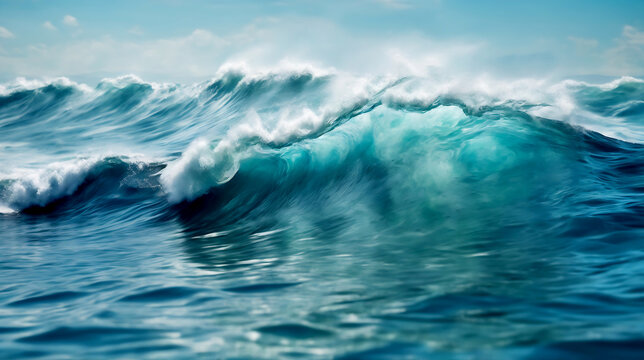 Abstract water ocean wave, blue, aqua, teal texture. Blue and white water wave web banner Graphic Resource as background for ocean wave abstract. Backdrop for copy space text