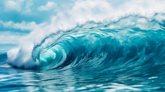 Abstract water ocean wave, blue, aqua, teal texture. Blue and white water wave web banner Graphic Resource as background for ocean wave abstract. Backdrop for copy space text
