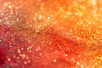 Wall Mural - Closeup dust of metallic pigment sparkling with orange and red color
