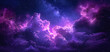 Enchanted nebula clouds swirling in a star-filled purple sky