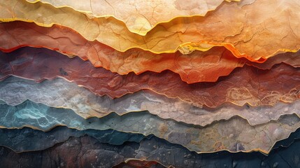 Wall Mural - banner background National Geologist Day theme, and wide copy space, An abstract representation of geological layers using geometric shapes in earthy tones, 
