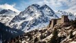 © stocksbyrs - Fort nestled amidst snowy mountain backdrop