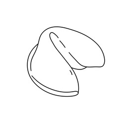 Wall Mural - vector isolated one single fortune cookie shape colorless black and white contour line easy drawing
