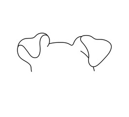 Wall Mural - vector isolated dog puppy top of the head with ears colorless black and white contour line easy draw
