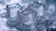 Three ice cubes are on top of a body of water