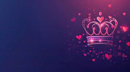 Wall Mural - banner background International Beauty Pageant Day theme, and wide copy space, Simple yet stylish illustration of a crown with a heart symbol integrated into the design, 