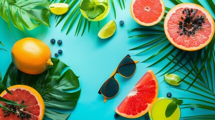 Cool detailed colorful summer background, top view, high quality, without artifacts, clear focus, in detail, best composition, hd, wallpaper, photo, for cover album, for big sale