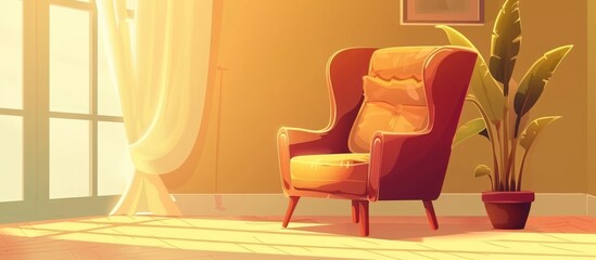 Poster - Chair and plant in a room setting, showcasing interior decor