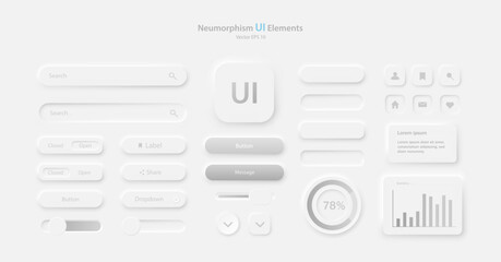 Poster - a collection of icons for user interface development in white and gray. a set of user interface elem