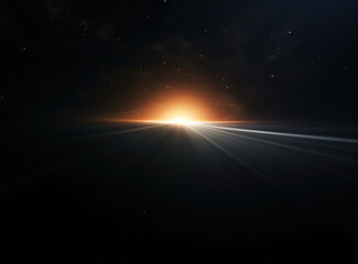 Poster - Light flare in the dark space. Abstract background with shiny lens glare effect.