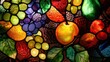 Yummy fruits, vibrant stained glass
