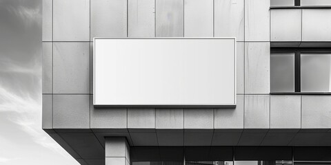 Wall Mural - Outdoor billboard mock up for street advertising design on the gray wall of an urban modern building, front view