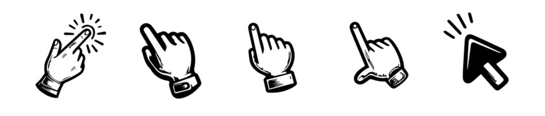 Fototapete - hand pointer clicking Vector. Cursor mouse click