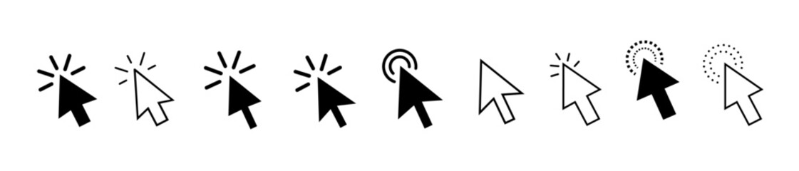 Cursor mouse click set. Click arrow vector. computer mouse click cursor icons