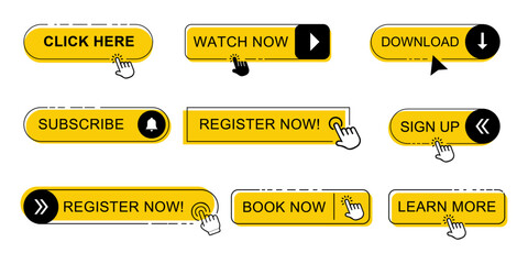 Read More, learn more, buy now, download, watch now, book more colorful button set. UI UX website button 