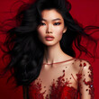 beautiful asian top model in red