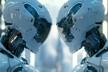 Poster - Two robots in a room, suitable for technology concepts