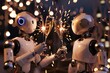 Robots toasting with champagne, perfect for technology and celebration concepts