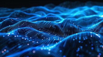 Aufkleber - Abstract Blue Waves Digital Artwork