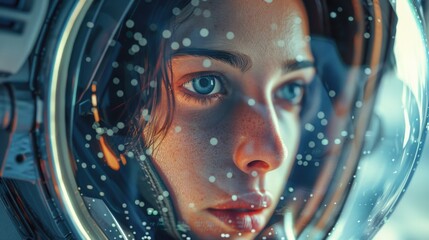 Aufkleber - Close up of a person in a space suit. Ideal for science and technology concepts