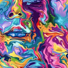 Poster - A painting of a woman's face with multicolored paint. Suitable for artistic projects