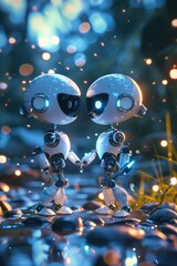 Poster - Two robots standing next to each other, suitable for technology concepts