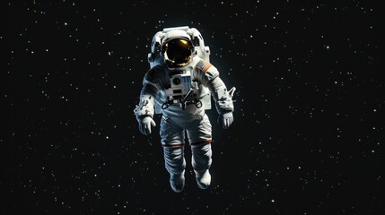 Poster - An astronaut floating weightlessly in space. Suitable for science and technology concepts