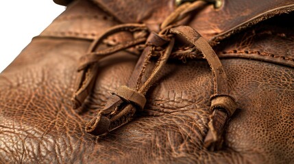 Poster - Detailed view of a brown leather bag, versatile for various concepts