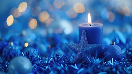 Poster - A blue candle with a star on top. Ideal for festive decorations