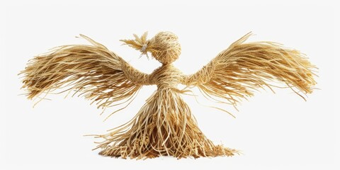 Poster - A sculpture of a bird made of straw. Perfect for nature and art concepts