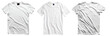 © paulmalaianu - Collection of blank white t-shirts isolated on transparent background.