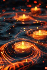 Aufkleber - Lit candles floating on water, perfect for relaxation concept