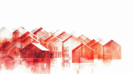 Aufkleber - A photo of a row of red and white houses, suitable for real estate or neighborhood themes