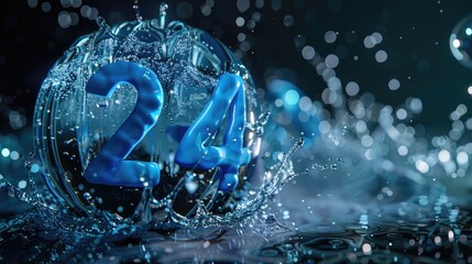 Poster - Detailed shot of water droplets on a clock, suitable for time management concepts