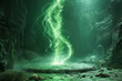 Mysterious Cave with Enigmatic Green Lightning Bolt