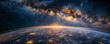 Majestic Earth Horizon Under Starry Galaxy Night Sky