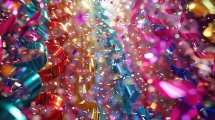 Poster - Colorful confetti falling from above, perfect for festive occasions