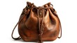 Stylish brown leather bag with decorative tassel. Perfect for fashion or accessories concept