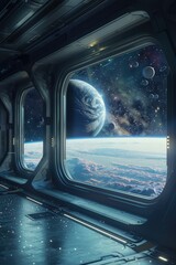 Poster - A breathtaking view of Earth from a space station. Perfect for science and technology projects