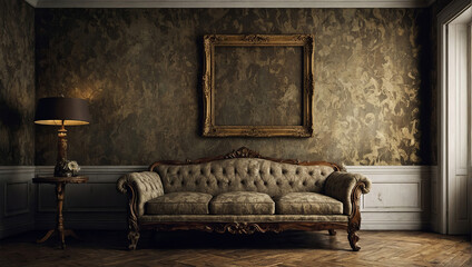 Sticker - Antique room with a sofa.