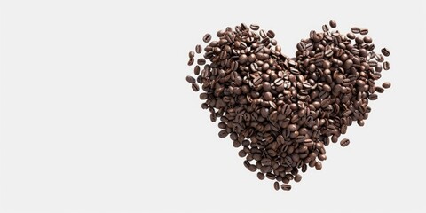 Poster - Coffee bean heart shape on white background. Perfect for coffee lovers