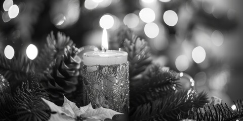 Poster - A festive candle sitting atop a Christmas tree, perfect for holiday decorations