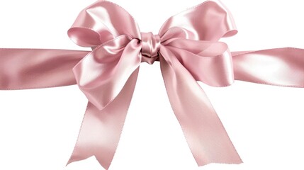 Poster - Pink ribbon tied in a bow on a clean white background. Perfect for various occasions and celebrations