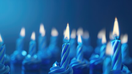 Aufkleber - Close up of a bunch of blue candles. Ideal for home decor or relaxation concepts