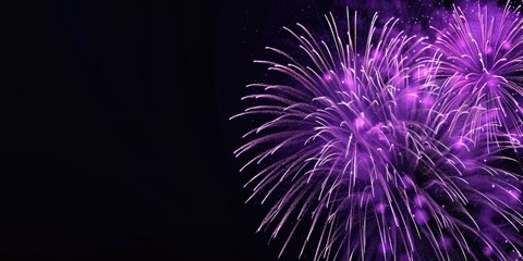 Poster - Vibrant purple fireworks lighting up the dark night sky. Perfect for celebrations and festive occasions