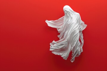 Poster - A simple white cloth on a vibrant red surface. Suitable for backgrounds or product displays