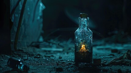 Poster - A bottle with a light inside, perfect for various projects