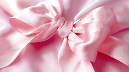 Canvas Print - Close up of a pink bow on a bed. Perfect for fashion or interior design concepts